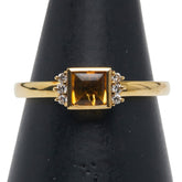 コムサ デ モード K18YG イエローゴールド シトリントパーズ ダイヤ0.04ct リング 指輪 レディース COMME CA DU MODE 14号 【中古】